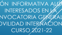 Reunión Informativa Convocatoria General de Movilidad Internacional. Curso 2021-22