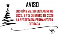 HORARIOS NAVIDAD SECRETARÍA