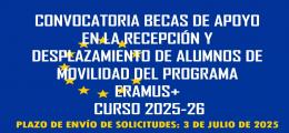 CONVOCATORIA DE BECAS DE APOYO EN LA RECEPCIÓN Y DESPLAZAMIENTO DE ALUMNOS DE MOVILIDAD INTERNACIONAL EN EL MARCO DEL PROGRAMA ERAMUS+CURSO 2025-26