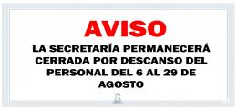 HORARIO AGOSTO SECRETARÍA